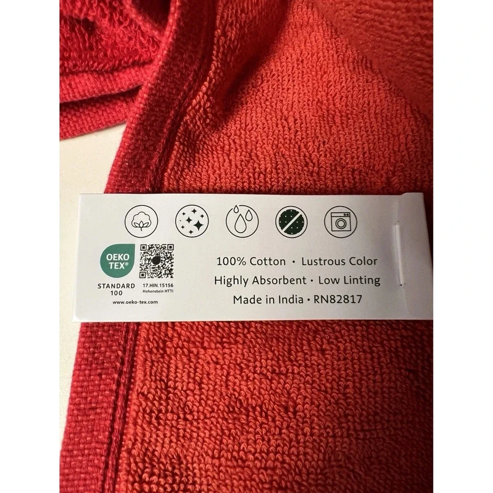 Lacoste Big Crocodile Logo Bath‎ Towels Red 100% Cotton 30